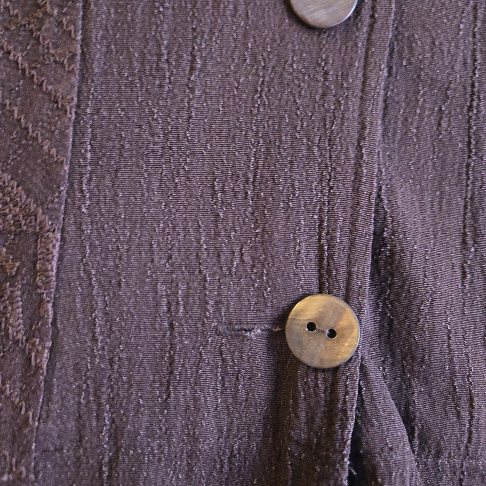 Coldwater Creek Walnut Brown Embroidered Peplum Button Up Blouse - Picture 4 of 13
